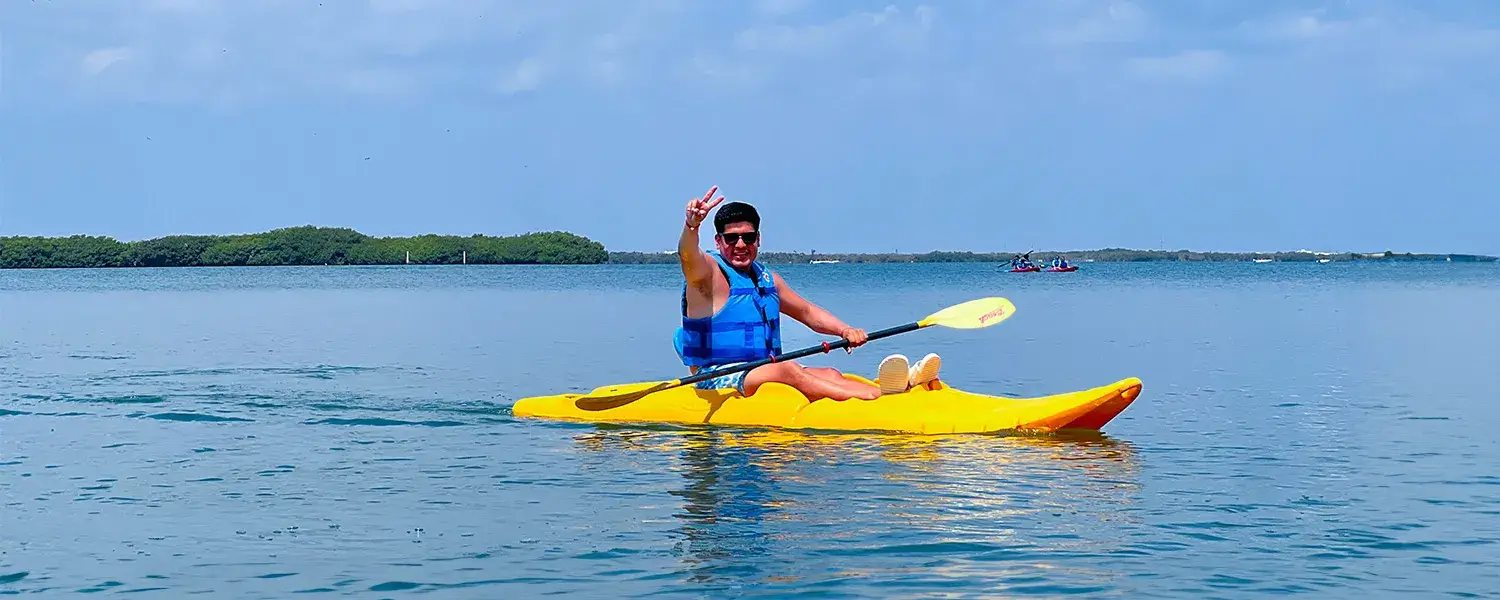 Explore Cancun Lagoon by kayak - included in your all-inclusive Cancun stay!