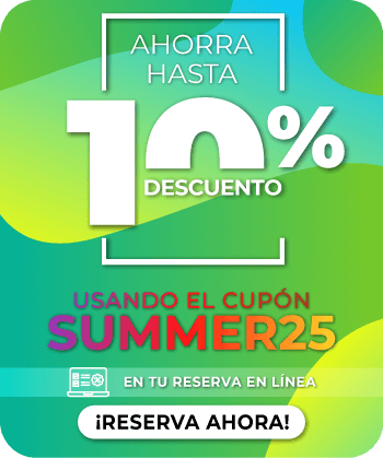 Ahorra hasta 10% usando el codigo SUMMER2025 reservando en linea