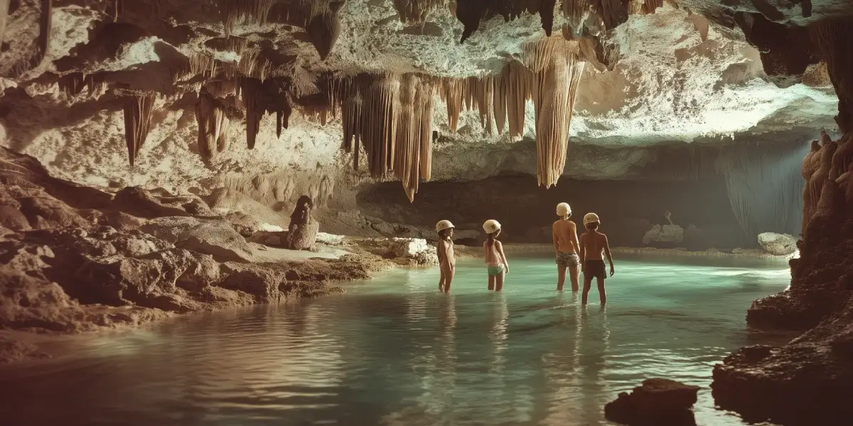 family exploring cenotes in cancun during spring break vacations