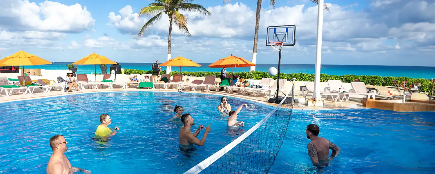 make team and challenge other guests in a friendly volleyball match in the pool of gr solaris cancun